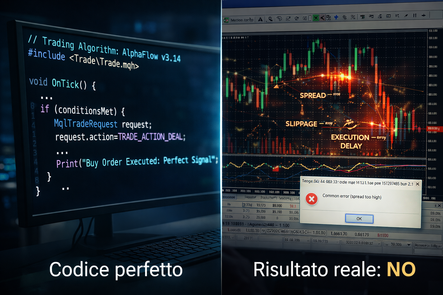 Codice perfetto vs comportamento reale del mercato: differenza tra teoria e realtà nel trading automatico